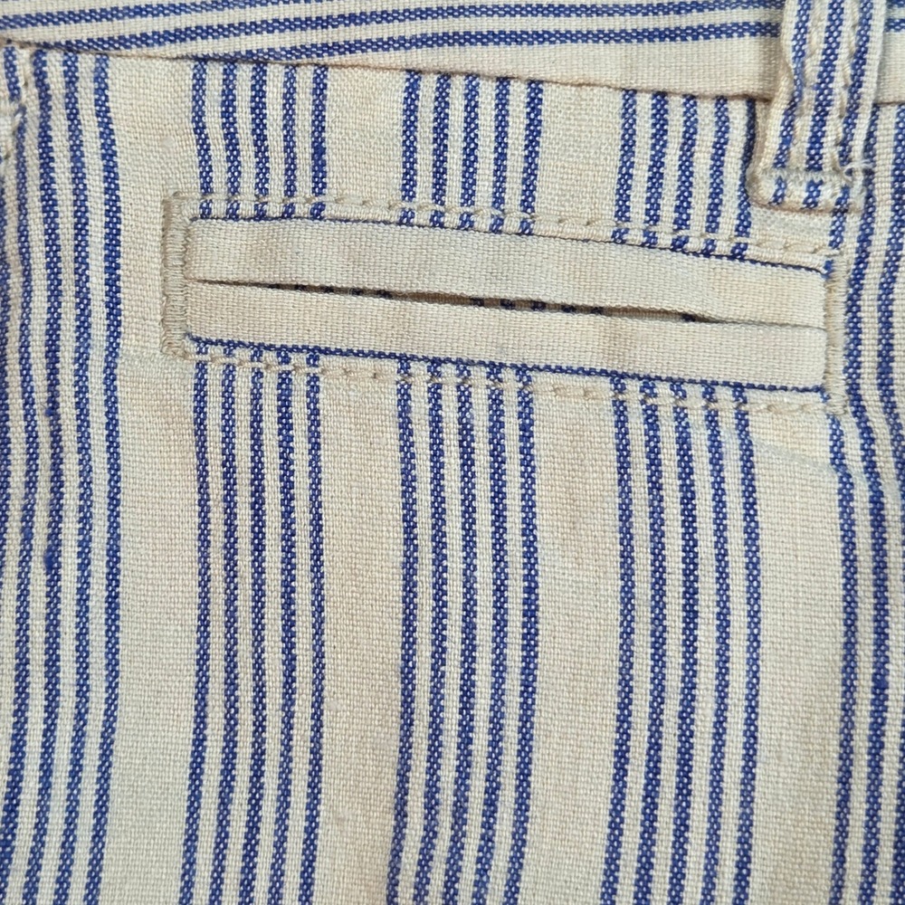 Ann Taylor LOFT Linen Striped Marisa Fit Cropped Pants Women Sz 10 Blue & Cream - Picture 7 of 9